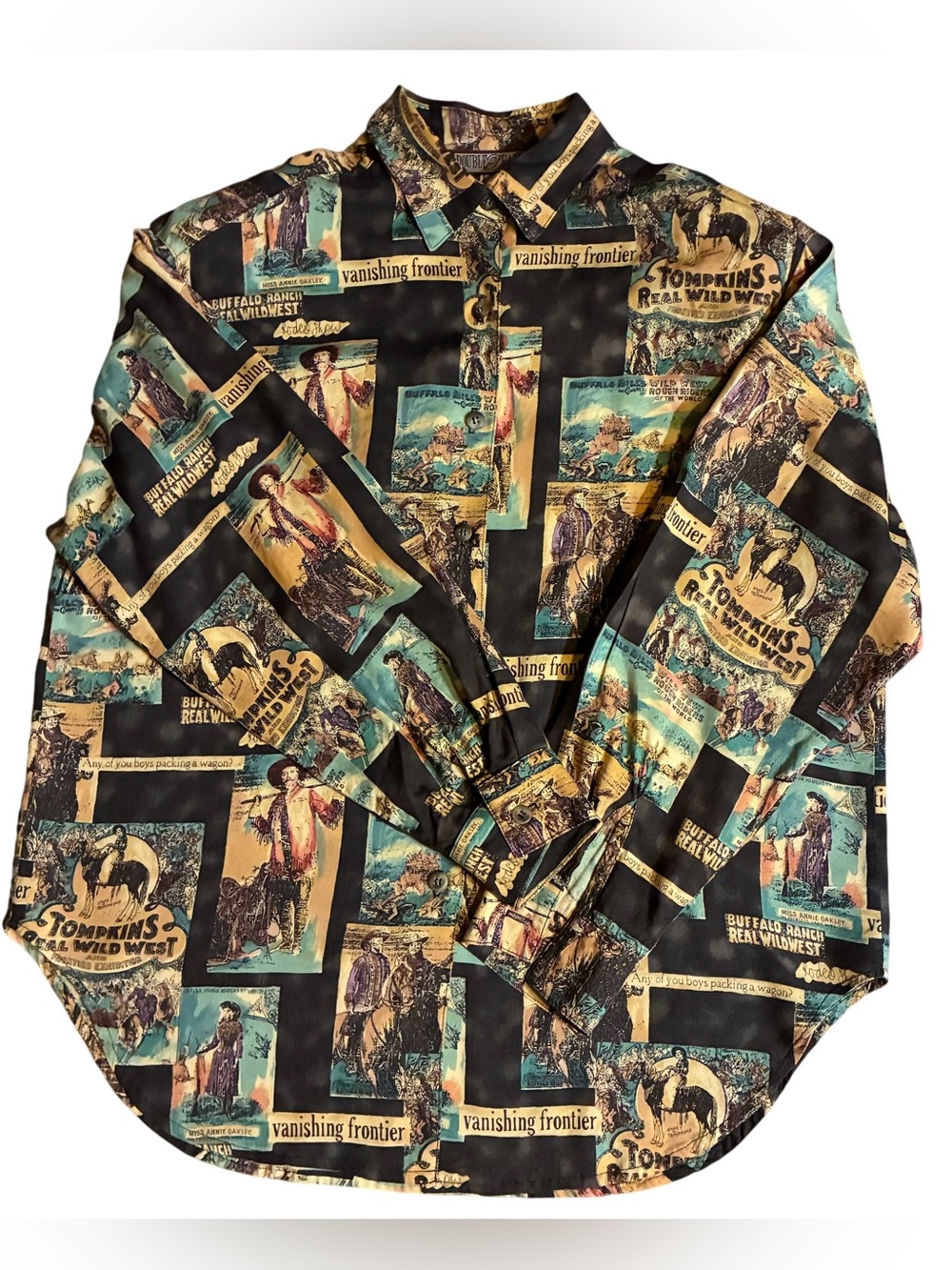 VTG Double D Ranchwear Western Shirt Women’s Med Vanishing Frontier Cowboy Print